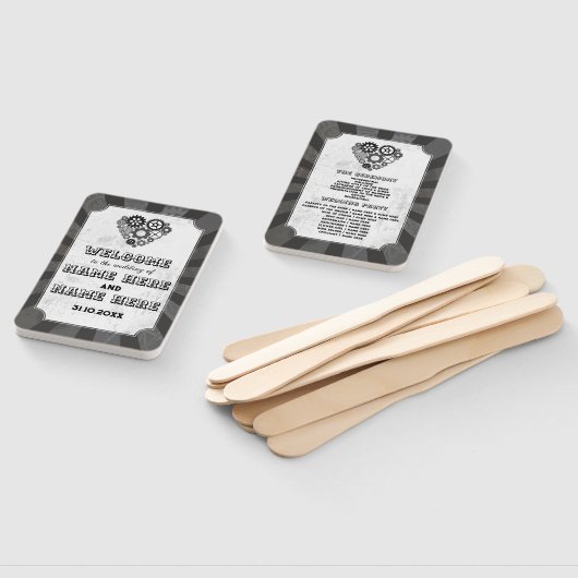 Trouwprogramma Hand Fan Steampunk Wedding Heart Handwaaier (Niet-gemonteerd)