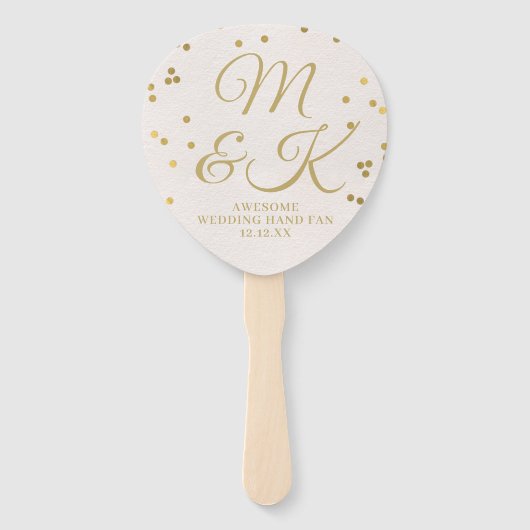 Trouwprogramma handventilator met roze gouden conf handwaaier (Voorkant)