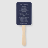 Trouwprogramma in elegante Navyblauwe Script Handwaaier (Achterkant)