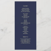 Trouwprogramma in marineblauw en roze goud programmakaart (Achterkant)