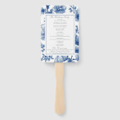 Trouwprogramma in marineblauw en zilver handwaaier (Achterkant)
