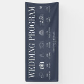 Trouwprogramma in marineblauw spandoek (Verticaal)