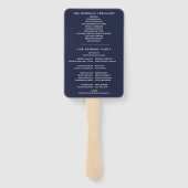 Trouwprogramma in marineblauw voor speciale datum handwaaier (Achterkant)