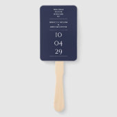 Trouwprogramma in marineblauw voor speciale datum handwaaier (Voorkant)