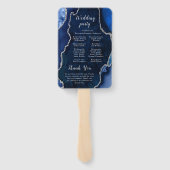 Trouwprogramma in Navy Blauw en Zilveren Agate Handwaaier (Achterkant)