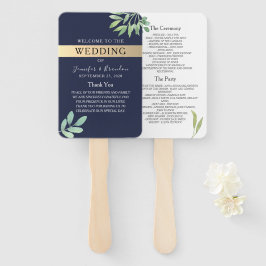 Trouwprogramma in Navy Blauw Goud Handwaaier