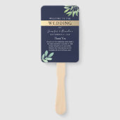 Trouwprogramma in Navy Blauw Goud Handwaaier (Voorkant)