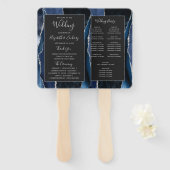 Trouwprogramma in Navy Blue Silver Agate Donker Handwaaier (Voorkant en achterkant)