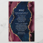 Trouwprogramma in Navy, Burgundy & Goud Agate (Voorkant)