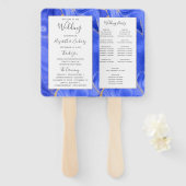 Trouwprogramma in Royal Blue Gold Agate Handwaaier (Voorkant en achterkant)