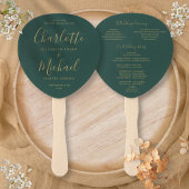 Trouwprogramma in Smaragdgroen en Goud Handwaaier