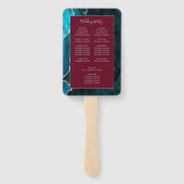 Trouwprogramma in Teal Zilveren Agaat Burgundy Handwaaier (Achterkant)