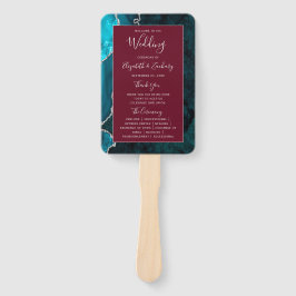 Trouwprogramma in Teal Zilveren Agaat Burgundy Handwaaier