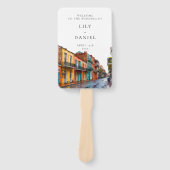Trouwprogramma in waterverf New Orleans Handwaaier (Voorkant)
