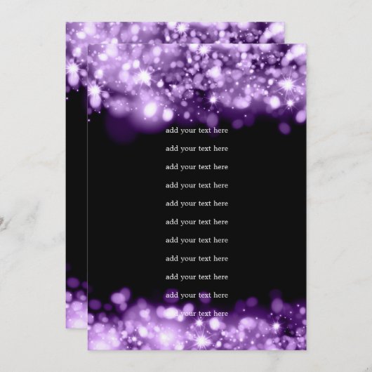 Trouwprogramma Inzet Sprankelende Lichten Paars Programmakaart (Voorkant / Achterkant)