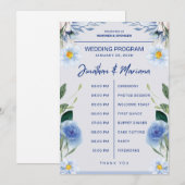 Trouwprogramma kaart – Blauwe bloemen tijdlijn ont (Voorkant / Achterkant)