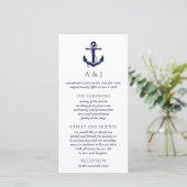 Trouwprogramma kaart met zeeanker (Staand voorkant)