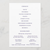 Trouwprogramma kaart Navy Blue Goud Alcoholinkt (Achterkant)