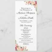 Trouwprogramma Kaarten met rustieke roze bloemen (Voorkant)