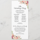 Trouwprogramma Kaarten met rustieke roze bloemen (Achterkant)