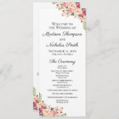 Trouwprogramma Kaarten met rustieke roze bloemen (Voorkant / Achterkant)