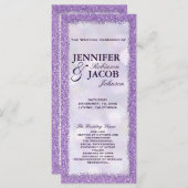 Trouwprogramma | Lavendel met Glitter Lijst Programmakaart (Voorkant / Achterkant)