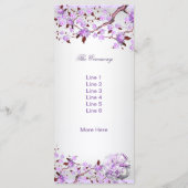 Trouwprogramma Lavendel Paarse Lila Bloesem 4 Programmakaart (Achterkant)