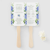 Trouwprogramma met Blauwe Hortensia's Handwaaier (Voorkant en achterkant)