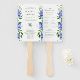 Trouwprogramma met Blauwe Hortensia's Handwaaier
