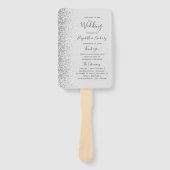 Trouwprogramma met Bleke Grijs Zilveren Glitterran Handwaaier (Voorkant)