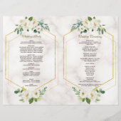 Trouwprogramma met bloemen in Bourgondië en gouden Flyer (Achterkant)