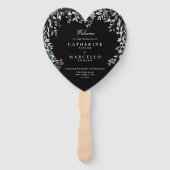 Trouwprogramma met bloemmotief in zwart en wit handwaaier (Voorkant)