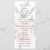 Trouwprogramma met blozende bloemen en roze goud programmakaart (Achterkant)