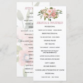 Trouwprogramma met blozende bloemen en roze goud programmakaart (Voorkant / Achterkant)