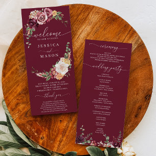 Trouwprogramma met blozende tint Rustic Country Bo Programmakaart