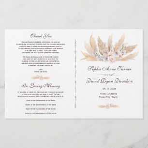 Trouwprogramma met Blush Roze Orchidee en Pampagra