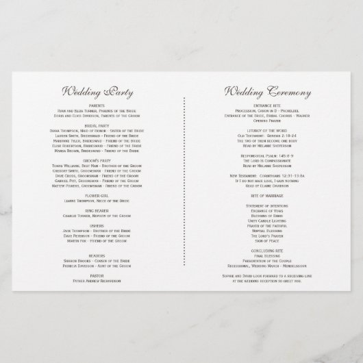 Trouwprogramma met Blush Roze Orchidee en Pampagra (Achterkant)