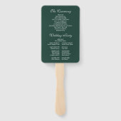 Trouwprogramma met elegante emeraldgroene schrift handwaaier (Achterkant)