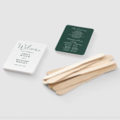 Trouwprogramma met elegante emeraldgroene schrift handwaaier (Niet-gemonteerd)