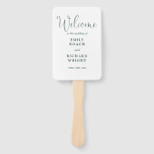 Trouwprogramma met elegante emeraldgroene schrift handwaaier (Voorkant)