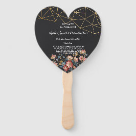 Trouwprogramma met gouden geometrische vormgeving handwaaier