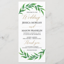 Trouwprogramma met groen - Trouwceremonieprogramma Programmakaart