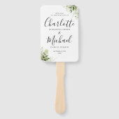 Trouwprogramma met handtekening in groene blad-ont handwaaier (Voorkant)