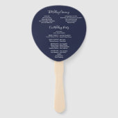 Trouwprogramma met handtekening script in marinebl handwaaier (Achterkant)