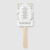 Trouwprogramma met kalligrafie en zomerbloemen handwaaier (Achterkant)