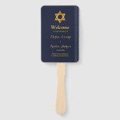 Trouwprogramma met marineblauw en gouden davidster handwaaier (Voorkant)