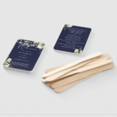 Trouwprogramma met marineblauwe bloemenslinger handwaaier (Niet-gemonteerd)