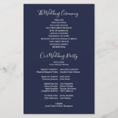 Trouwprogramma met marineblauwe slingerlichtjes (Achterkant)