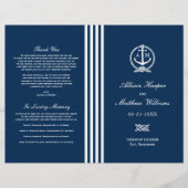 Trouwprogramma met maritiem anker in Navyblauw (Voorkant)