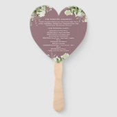 Trouwprogramma met mauve groen hart handwaaier (Achterkant)